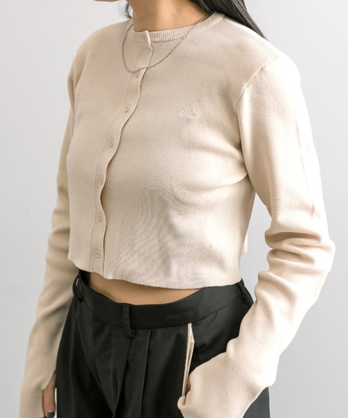 mline（エムライン）の「【4色展開】[mline]NEW刺繍ロゴカーディガン（カーディガン/ボレロ・レディース・チャコールグレー/ピンク/イエロー/アイボリー・FREE）」の17枚目の写真