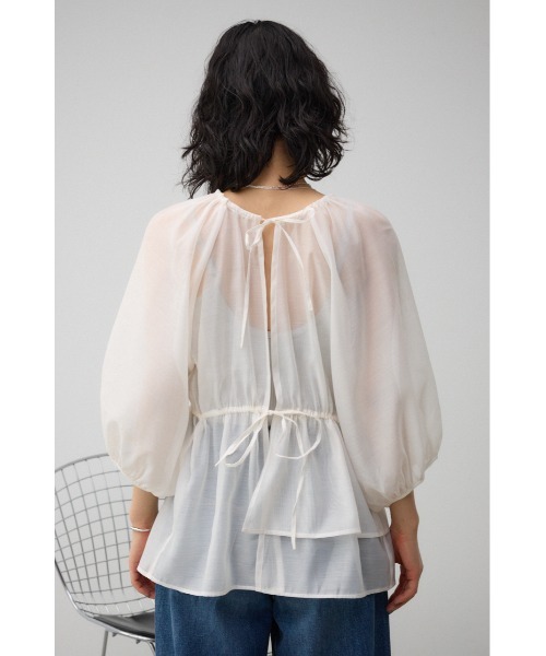AZUL by moussy(アズールバイマウジー)の「2WAYシアーシャツペプラムブラウス(シャツ/ブラウス・レディース・アイボリー/ブラック・FREE)」の8枚目の写真