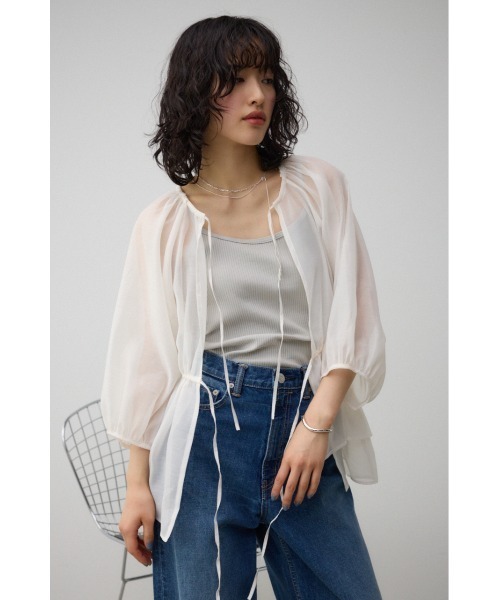 AZUL by moussy(アズールバイマウジー)の「2WAYシアーシャツペプラムブラウス(シャツ/ブラウス・レディース・アイボリー/ブラック・FREE)」の13枚目の写真