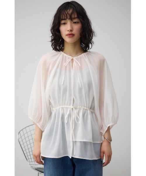 AZUL by moussy(アズールバイマウジー)の「2WAYシアーシャツペプラムブラウス(シャツ/ブラウス・レディース・アイボリー/ブラック・FREE)」の14枚目の写真