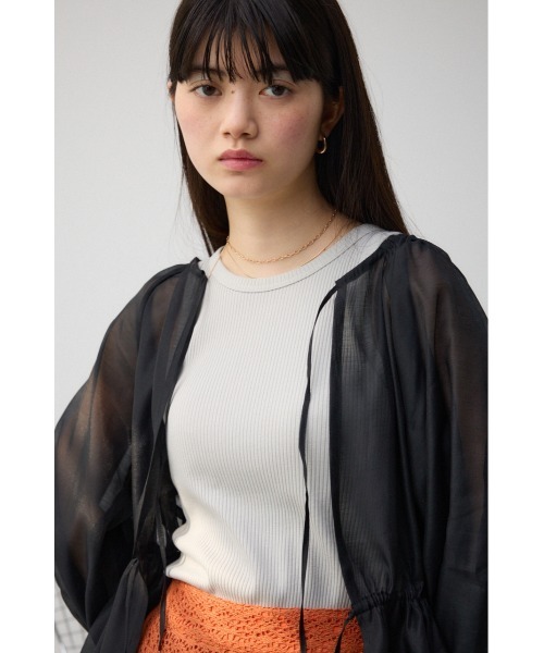 AZUL by moussy(アズールバイマウジー)の「2WAYシアーシャツペプラムブラウス(シャツ/ブラウス・レディース・アイボリー/ブラック・FREE)」の15枚目の写真