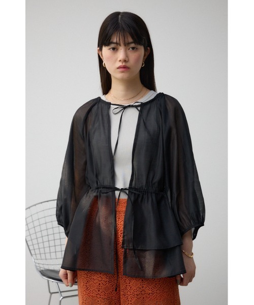 AZUL by moussy(アズールバイマウジー)の「2WAYシアーシャツペプラムブラウス(シャツ/ブラウス・レディース・アイボリー/ブラック・FREE)」の18枚目の写真