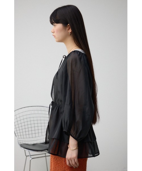 AZUL by moussy(アズールバイマウジー)の「2WAYシアーシャツペプラムブラウス(シャツ/ブラウス・レディース・アイボリー/ブラック・FREE)」の19枚目の写真