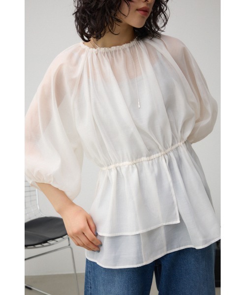 AZUL by moussy(アズールバイマウジー)の「2WAYシアーシャツペプラムブラウス(シャツ/ブラウス・レディース・アイボリー/ブラック・FREE)」の3枚目の写真