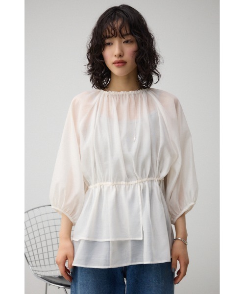 AZUL by moussy(アズールバイマウジー)の「2WAYシアーシャツペプラムブラウス(シャツ/ブラウス・レディース・アイボリー/ブラック・FREE)」の6枚目の写真