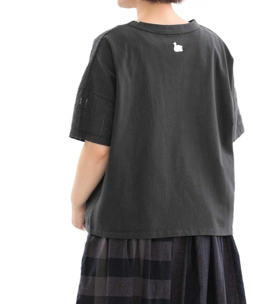 nop de nod（ノップドゥノッド）の「エンブロイダリーUSコットンTシャツ（Tシャツ/カットソー・レディース・ブラック/オフホワイト・3）」の13枚目の写真