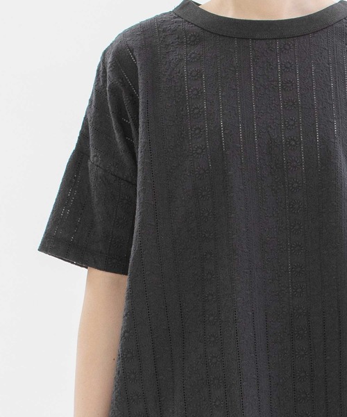 nop de nod（ノップドゥノッド）の「エンブロイダリーUSコットンTシャツ（Tシャツ/カットソー・レディース・ブラック/オフホワイト・3）」の14枚目の写真