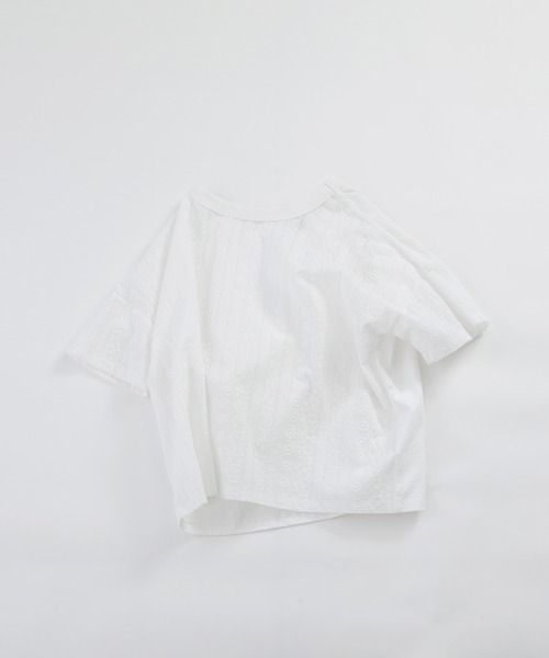 nop de nod（ノップドゥノッド）の「エンブロイダリーUSコットンTシャツ（Tシャツ/カットソー・レディース・ブラック/オフホワイト・3）」の16枚目の写真