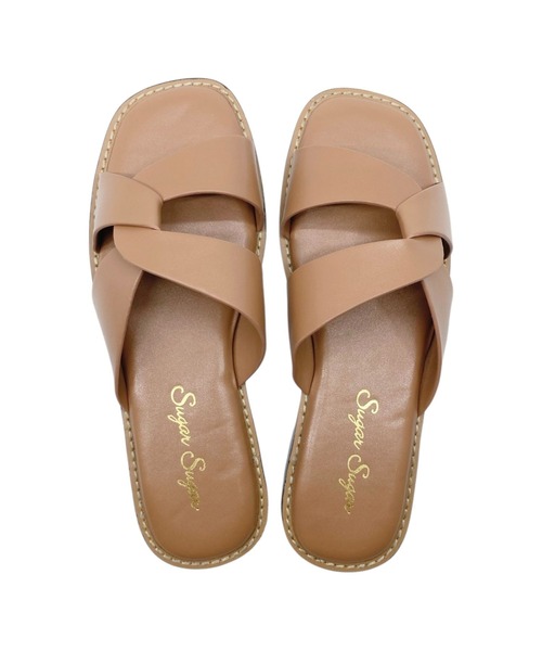 Sugar Sugar（シュガーシュガー）の「【SUGAR SUGAR シュガーシュガー】スクエアツイストフラットサンダル（9001）（サンダル・レディース・ブラック/アイボリー/キャメル・LL/S/M/L）」の14枚目の写真