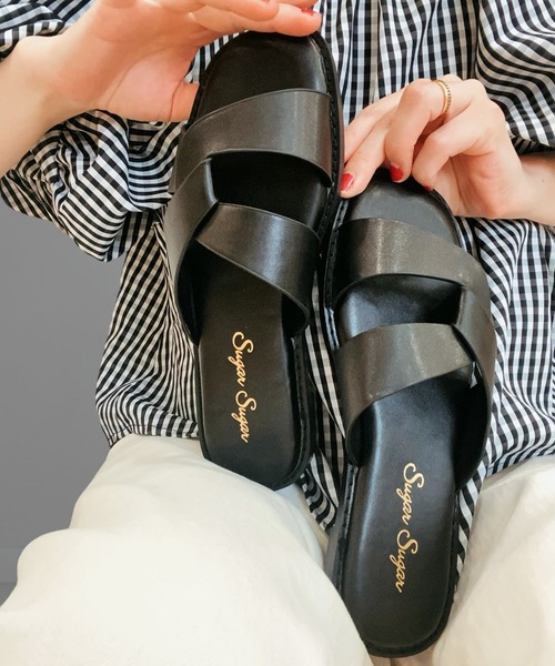 Sugar Sugar（シュガーシュガー）の「【SUGAR SUGAR シュガーシュガー】スクエアツイストフラットサンダル（9001）（サンダル・レディース・ブラック/アイボリー/キャメル・LL/S/M/L）」の20枚目の写真