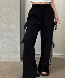 サイドリボンワイドスウェットパンツ