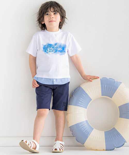 BeBe（ベベ）の「ミニウラケサガラ刺しゅうロゴハーフパンツ(80~150cm)（スウェットパンツ・キッズ・グレー/ネイビー・90cm/140cm/150cm/110cm/100cm/120cm/130cm/80ｃｍ）」の19枚目の写真