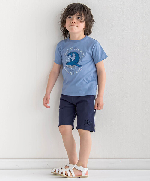 BeBe（ベベ）の「ミニウラケサガラ刺しゅうロゴハーフパンツ(80~150cm)（スウェットパンツ・キッズ・グレー/ネイビー・90cm/140cm/150cm/110cm/100cm/120cm/130cm/80ｃｍ）」の21枚目の写真