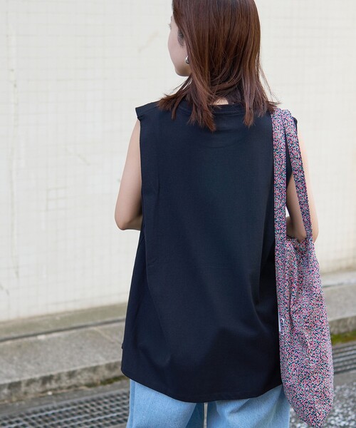 coen(コーエン)の「【WEB限定】コーエンロゴ刺繍タックノースリーブTシャツ(Tシャツ/カットソー・レディース・ブラック/ナチュラル/オフホワイト・M/L)」の13枚目の写真