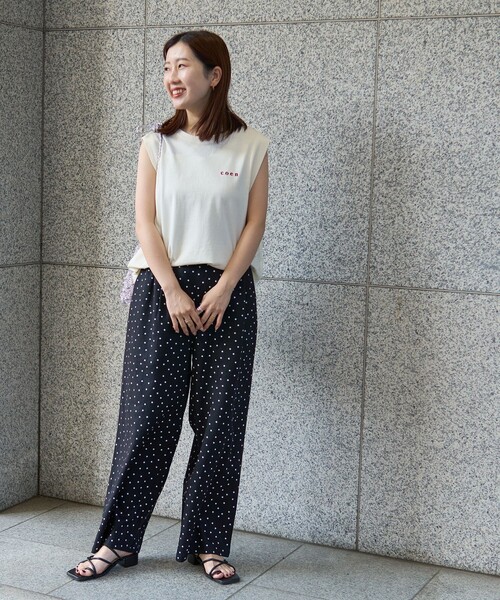 coen(コーエン)の「【WEB限定】コーエンロゴ刺繍タックノースリーブTシャツ(Tシャツ/カットソー・レディース・ブラック/ナチュラル/オフホワイト・M/L)」の21枚目の写真