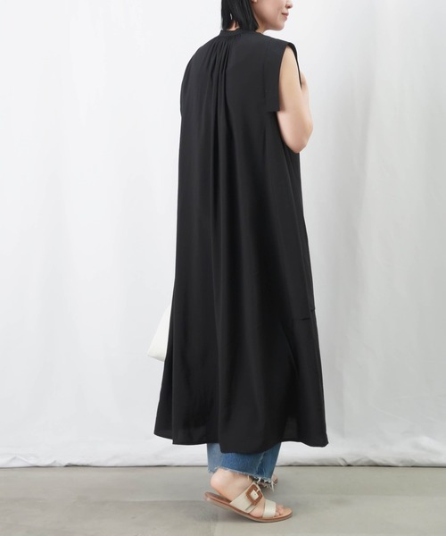 LUCA/LADY LUCK LUCA（ルカ/レディラックルカ）の「LC/LLL ストライプワンピース / サイドスリットノースリシャツワンピース（シャツワンピース・レディース・グリーン/ブラック/オレンジ・FREE）」の9枚目の写真