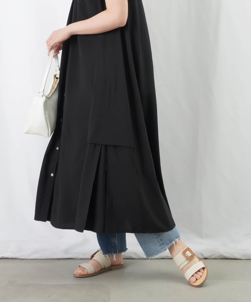 LUCA/LADY LUCK LUCA（ルカ/レディラックルカ）の「LC/LLL ストライプワンピース / サイドスリットノースリシャツワンピース（シャツワンピース・レディース・グリーン/ブラック/オレンジ・FREE）」の8枚目の写真