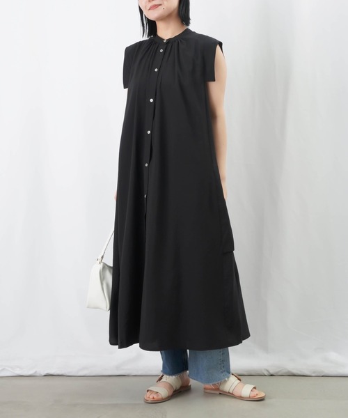 LUCA/LADY LUCK LUCA（ルカ/レディラックルカ）の「LC/LLL ストライプワンピース / サイドスリットノースリシャツワンピース（シャツワンピース・レディース・グリーン/ブラック/オレンジ・FREE）」の11枚目の写真