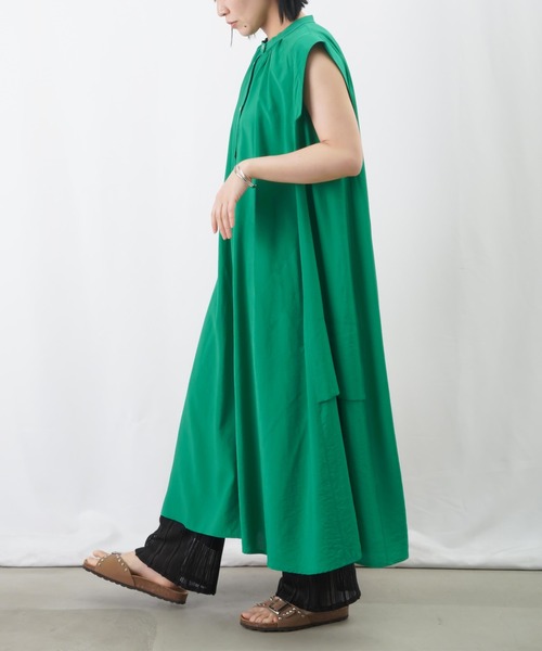 LUCA/LADY LUCK LUCA（ルカ/レディラックルカ）の「LC/LLL ストライプワンピース / サイドスリットノースリシャツワンピース（シャツワンピース・レディース・グリーン/ブラック/オレンジ・FREE）」の20枚目の写真