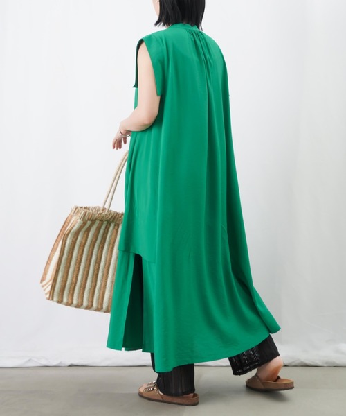 LUCA/LADY LUCK LUCA（ルカ/レディラックルカ）の「LC/LLL ストライプワンピース / サイドスリットノースリシャツワンピース（シャツワンピース・レディース・グリーン/ブラック/オレンジ・FREE）」の18枚目の写真