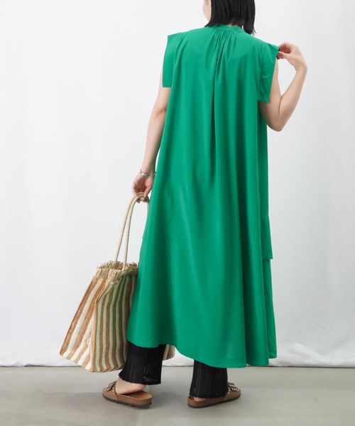 LUCA/LADY LUCK LUCA（ルカ/レディラックルカ）の「LC/LLL ストライプワンピース / サイドスリットノースリシャツワンピース（シャツワンピース・レディース・グリーン/ブラック/オレンジ・FREE）」の17枚目の写真