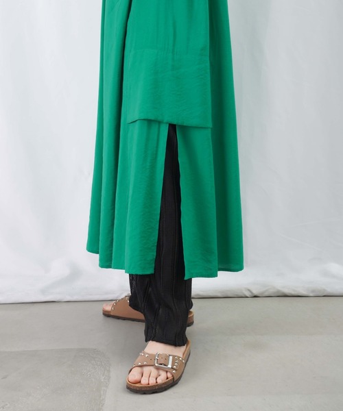 LUCA/LADY LUCK LUCA（ルカ/レディラックルカ）の「LC/LLL ストライプワンピース / サイドスリットノースリシャツワンピース（シャツワンピース・レディース・グリーン/ブラック/オレンジ・FREE）」の14枚目の写真