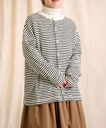 prit（プリット）の「[ prit ] ウール綿接結ボーダー 2WAYワイドカーディガン（カーディガン/ボレロ）」