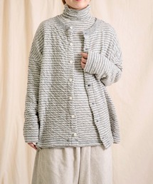 prit（プリット）の「[ prit ] ウール綿接結ボーダー 2WAYワイドカーディガン（カーディガン/ボレロ）」