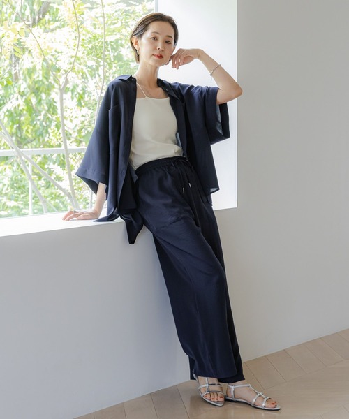 LEPSIM（レプシィム）の「マルチメリットカルゼ5分袖シャツ　124076（シャツ/ブラウス・レディース・アイボリー/ライトグリーン/ネイビー/グレー・FREE）」の19枚目の写真