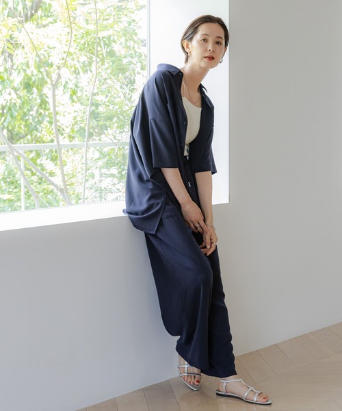 LEPSIM（レプシィム）の「マルチメリットカルゼ5分袖シャツ　124076（シャツ/ブラウス・レディース・アイボリー/ライトグリーン/ネイビー/グレー・FREE）」の21枚目の写真