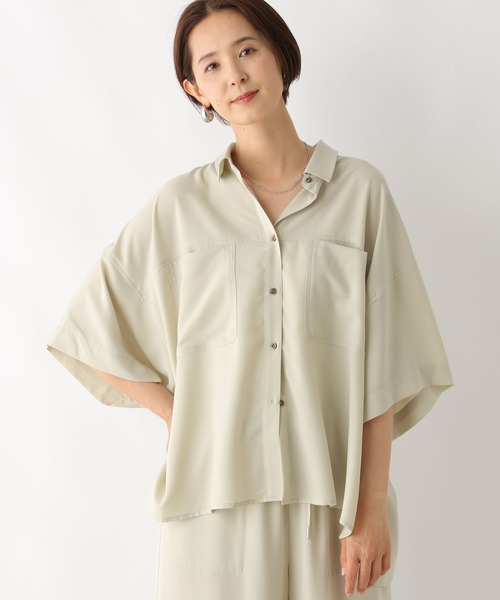 LEPSIM（レプシィム）の「マルチメリットカルゼ5分袖シャツ　124076（シャツ/ブラウス・レディース・アイボリー/ライトグリーン/ネイビー/グレー・FREE）」の22枚目の写真