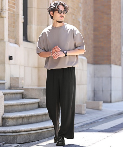 LUXSTYLE（ラグスタイル）の「プリーツワイドイージーパンツ（その他パンツ・メンズ・ベージュ/スモーク/ブラック・L/M）」の7枚目の写真
