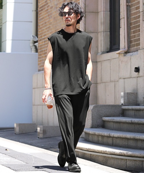 LUXSTYLE（ラグスタイル）の「プリーツワイドイージーパンツ（その他パンツ・メンズ・ベージュ/スモーク/ブラック・L/M）」の8枚目の写真