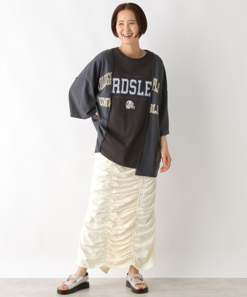 LEPSIM(レプシィム)の「異素材シャーリングスカート 116750(スカート・レディース・ブラック/アイボリー/チャコールグレー・FREE)」の7枚目の写真