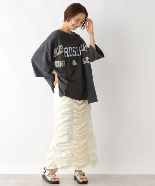 LEPSIM(レプシィム)の「異素材シャーリングスカート 116750(スカート・レディース・ブラック/アイボリー/チャコールグレー・FREE)」の8枚目の写真