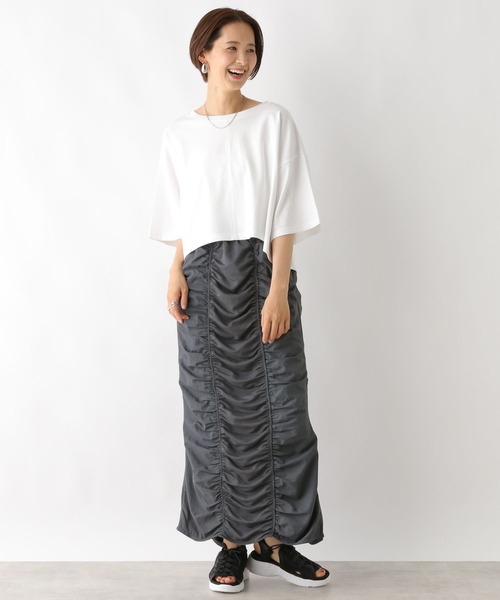 LEPSIM(レプシィム)の「異素材シャーリングスカート 116750(スカート・レディース・ブラック/アイボリー/チャコールグレー・FREE)」の20枚目の写真