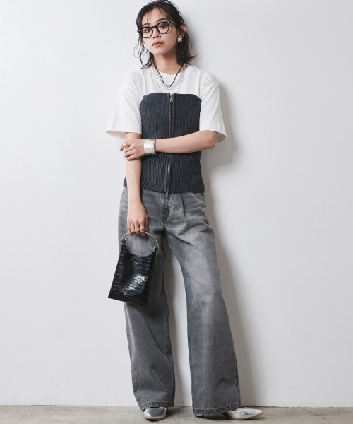 CHIC STYLE(シックスタイル)の「 ニットビスチェ <大きいサイズ有>シックスタイル (ベスト・レディース・グレー/ネイビー・M/L/LL/3L/4L/5L)」の8枚目の写真