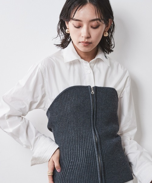 CHIC STYLE(シックスタイル)の「 ニットビスチェ <大きいサイズ有>シックスタイル (ベスト・レディース・グレー/ネイビー・M/L/LL/3L/4L/5L)」の16枚目の写真