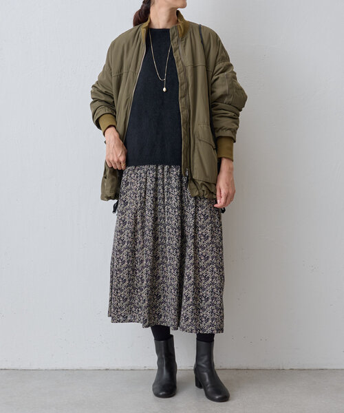 BEARDSLEY ビアズリー プリントギャザーワンピ ロング ゆったり BEARDSLEY（ビアズリー）の「プリントギャザーワンピ