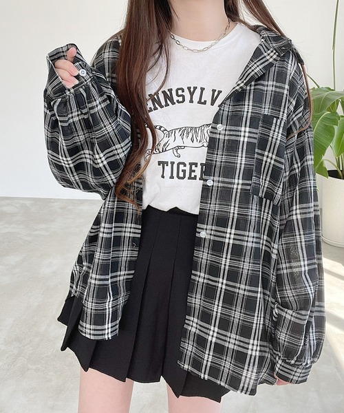 セール】オーバーサイズチェックシャツ（シャツ/ブラウス）｜Nana(ナナ