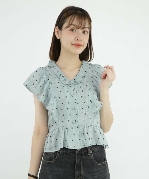 an another angelus(アンアナザーアンジェラス)の「スノードットフリル袖ブラウス/ananotherangelus(シャツ/ブラウス・レディース・ホワイト×ブラック/ブルー・FREE)」の21枚目の写真