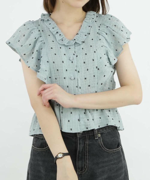 an another angelus(アンアナザーアンジェラス)の「スノードットフリル袖ブラウス/ananotherangelus(シャツ/ブラウス・レディース・ホワイト×ブラック/ブルー・FREE)」の19枚目の写真