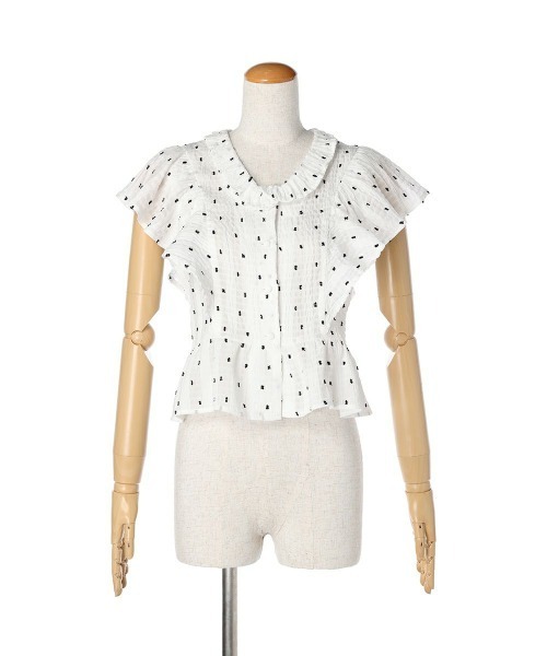 an another angelus(アンアナザーアンジェラス)の「スノードットフリル袖ブラウス/ananotherangelus(シャツ/ブラウス・レディース・ホワイト×ブラック/ブルー・FREE)」の13枚目の写真