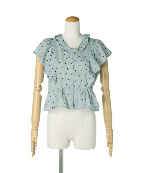 an another angelus(アンアナザーアンジェラス)の「スノードットフリル袖ブラウス/ananotherangelus(シャツ/ブラウス・レディース・ホワイト×ブラック/ブルー・FREE)」の12枚目の写真