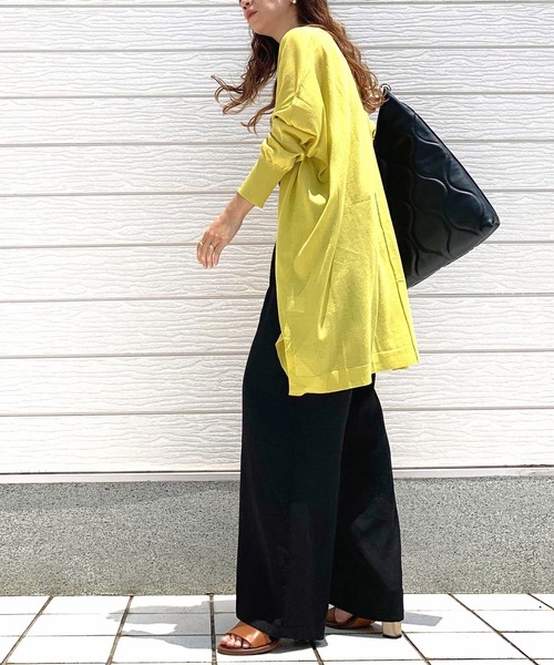 Q（キュー）の「UV接触冷感ドレープトッパーカーデ（カーディガン/ボレロ・レディース・ネイビー/レモンイエロー・MEDIUM）」の16枚目の写真