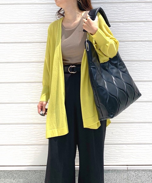 Q（キュー）の「UV接触冷感ドレープトッパーカーデ（カーディガン/ボレロ・レディース・ネイビー/レモンイエロー・MEDIUM）」の10枚目の写真