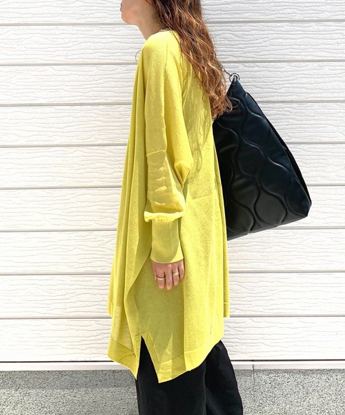 Q（キュー）の「UV接触冷感ドレープトッパーカーデ（カーディガン/ボレロ・レディース・ネイビー/レモンイエロー・MEDIUM）」の11枚目の写真