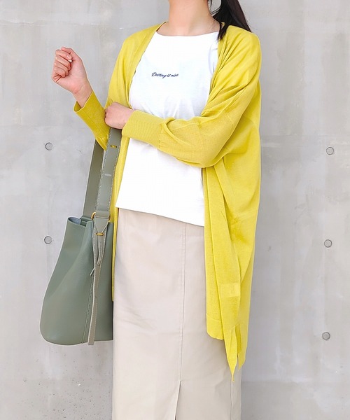 Q（キュー）の「UV接触冷感ドレープトッパーカーデ（カーディガン/ボレロ・レディース・ネイビー/レモンイエロー・MEDIUM）」の3枚目の写真