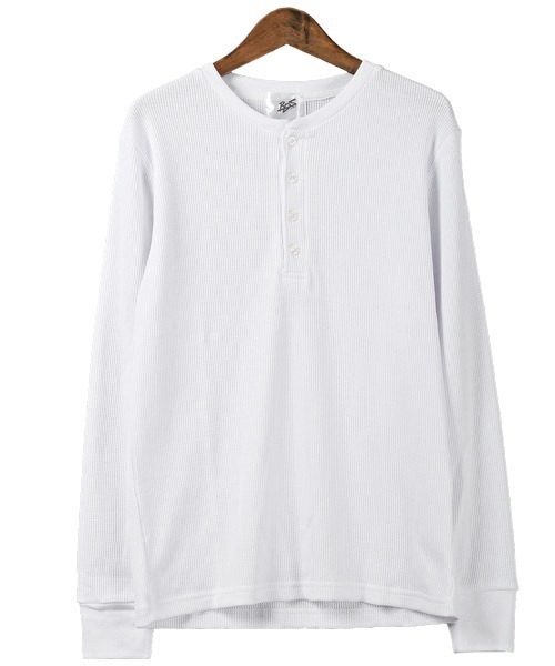 LUXSTYLE(ラグスタイル)の「ワッフルヘンリーネック長袖Tシャツ(Tシャツ/カットソー・メンズ・グレー/ピンク/ベージュ/ブラック/カーキ/ネイビー/ホワイト・XL/L/M)」の17枚目の写真
