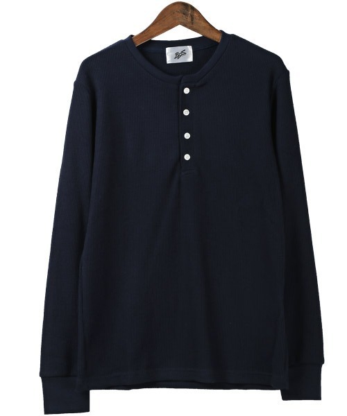 LUXSTYLE(ラグスタイル)の「ワッフルヘンリーネック長袖Tシャツ(Tシャツ/カットソー・メンズ・グレー/ピンク/ベージュ/ブラック/カーキ/ネイビー/ホワイト・XL/L/M)」の21枚目の写真